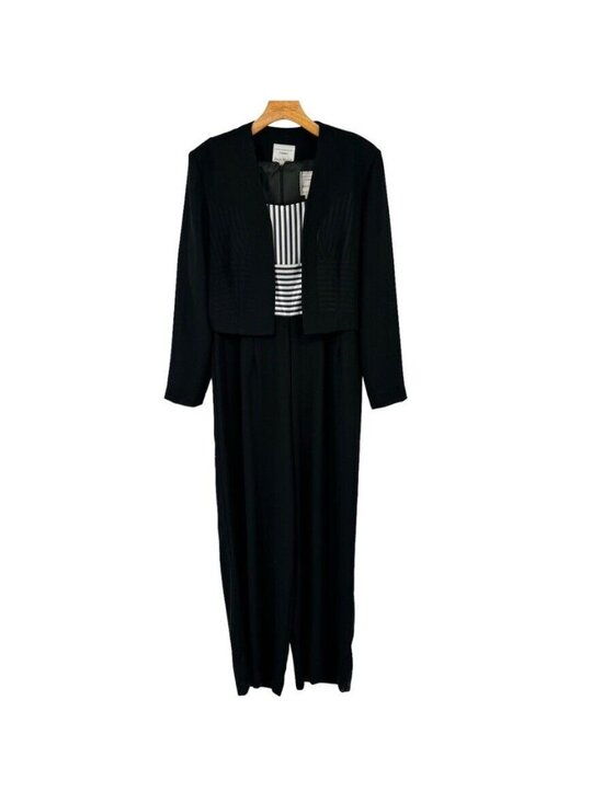 Joseph Ribkoff Pants - JOSEPH RIBKOFF Black Jumpsuit  Pant Suit w/ jacket womens stripes size 10